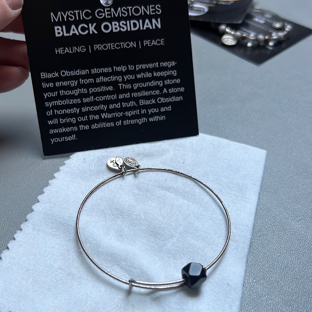 Alec and Ani Black Obsidian Charm Bangle